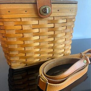 Vintage 1998 Longaberger Tan Basket Crossbody Bag Excellent Condition